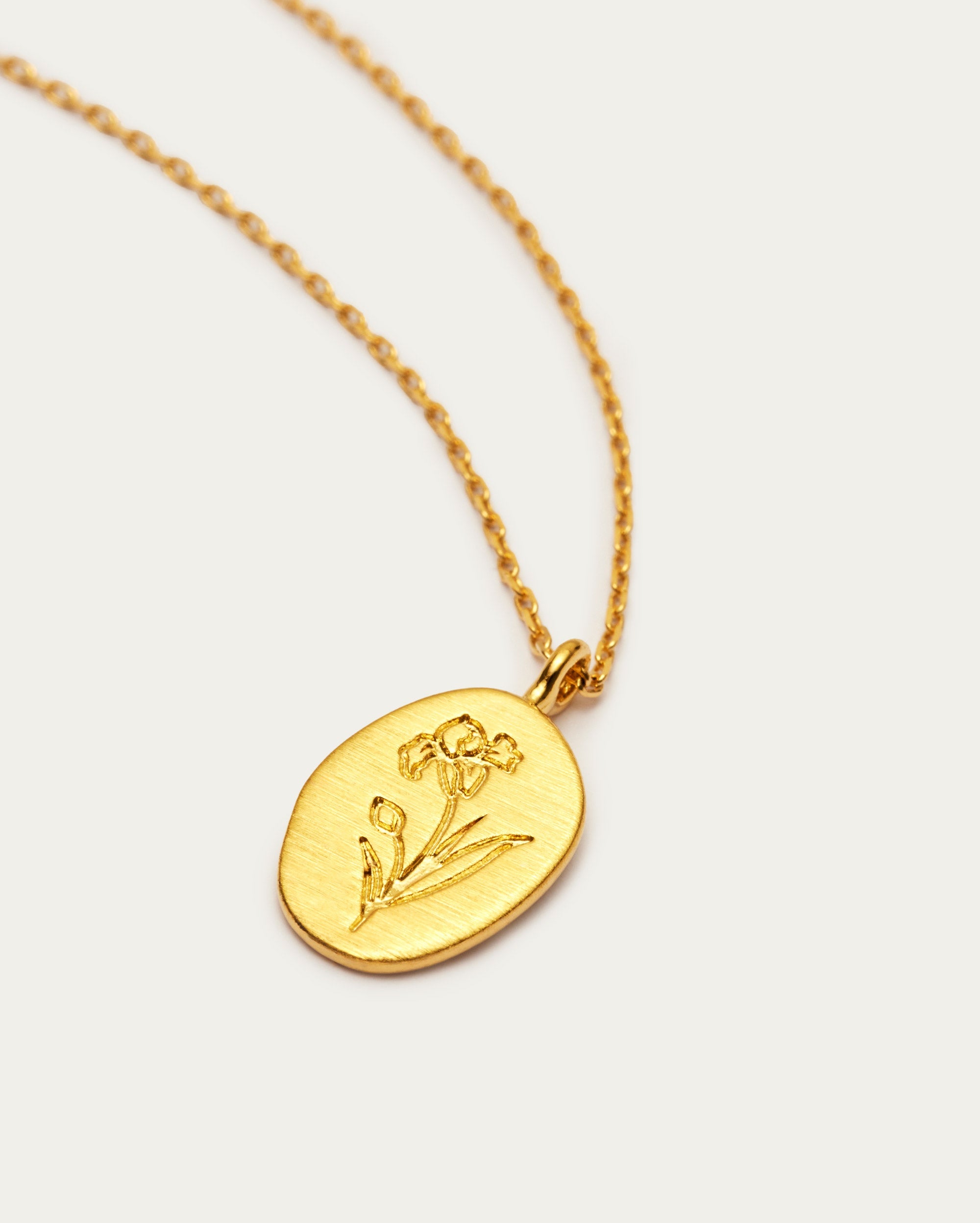 February Iris Birth Flower Pendant Necklace
