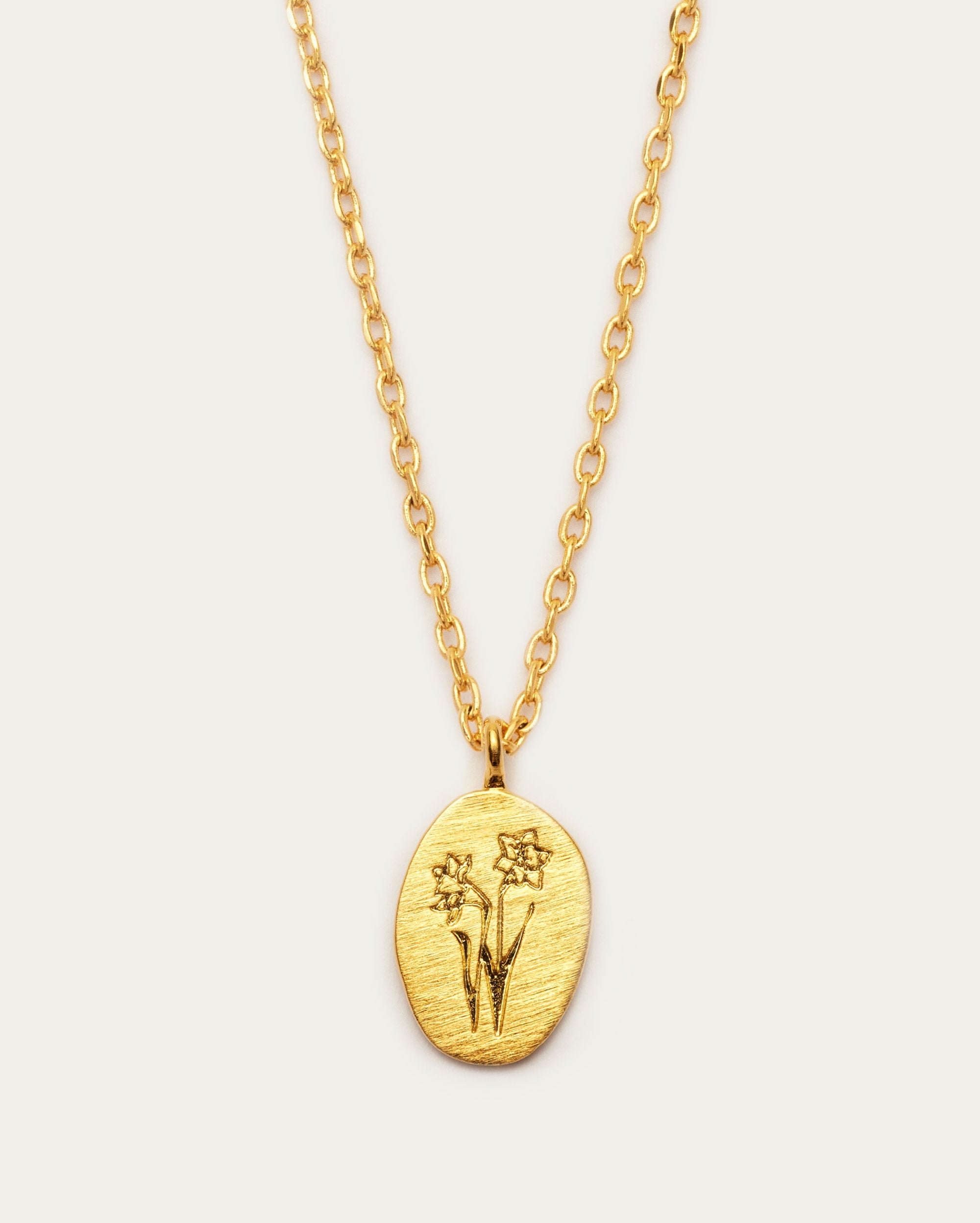 March Daffodil Birth Flower Pendant Necklace