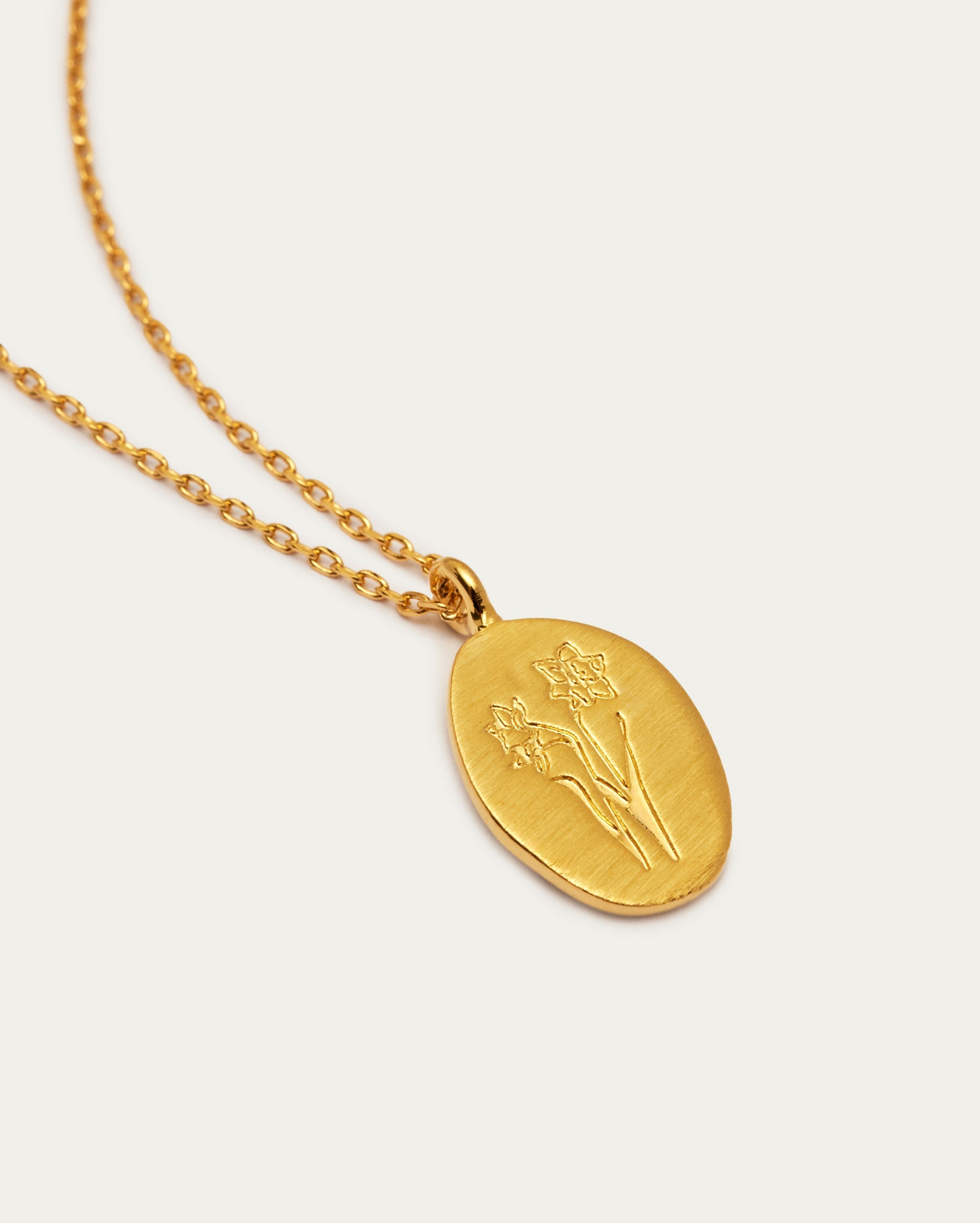 March Daffodil Birth Flower Pendant Necklace