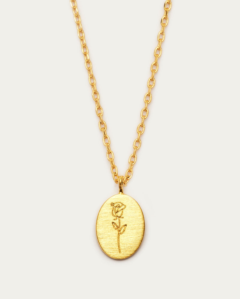 June Rose Birth Flower Pendant Necklace