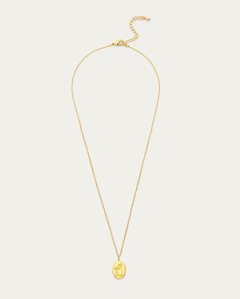 July Waterlily Birth Flower Pendant Necklace