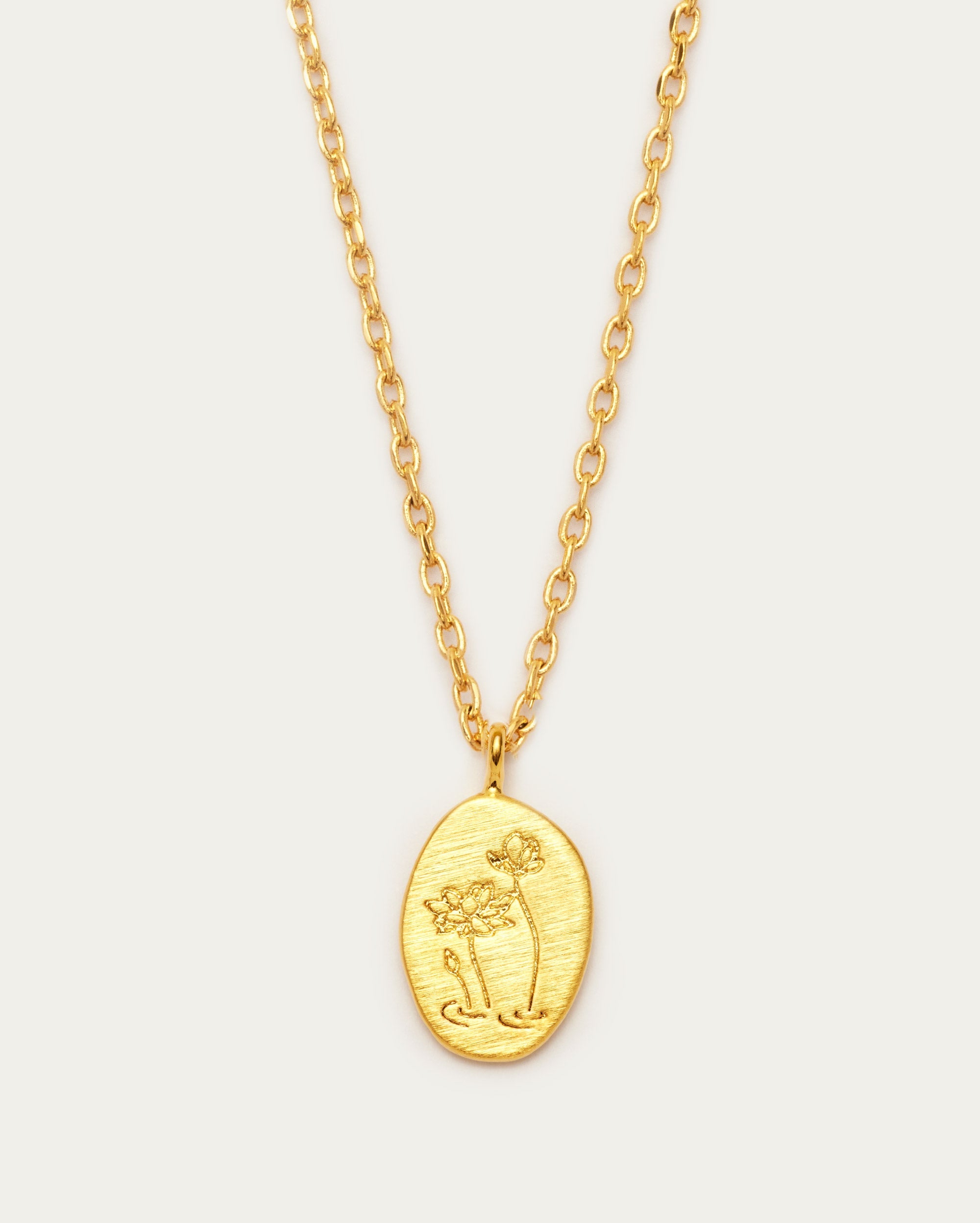 July Waterlily Birth Flower Pendant Necklace