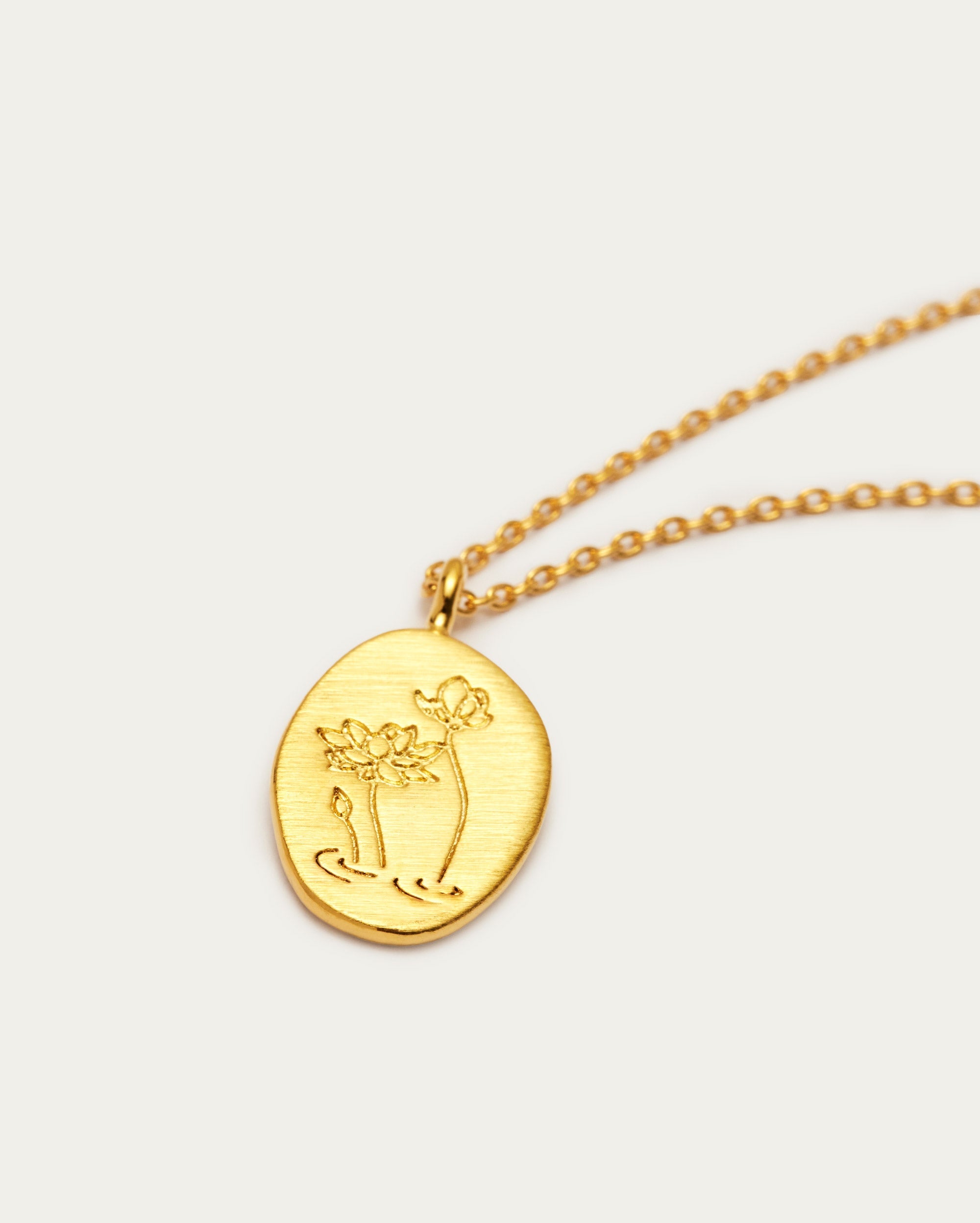 July Waterlily Birth Flower Pendant Necklace