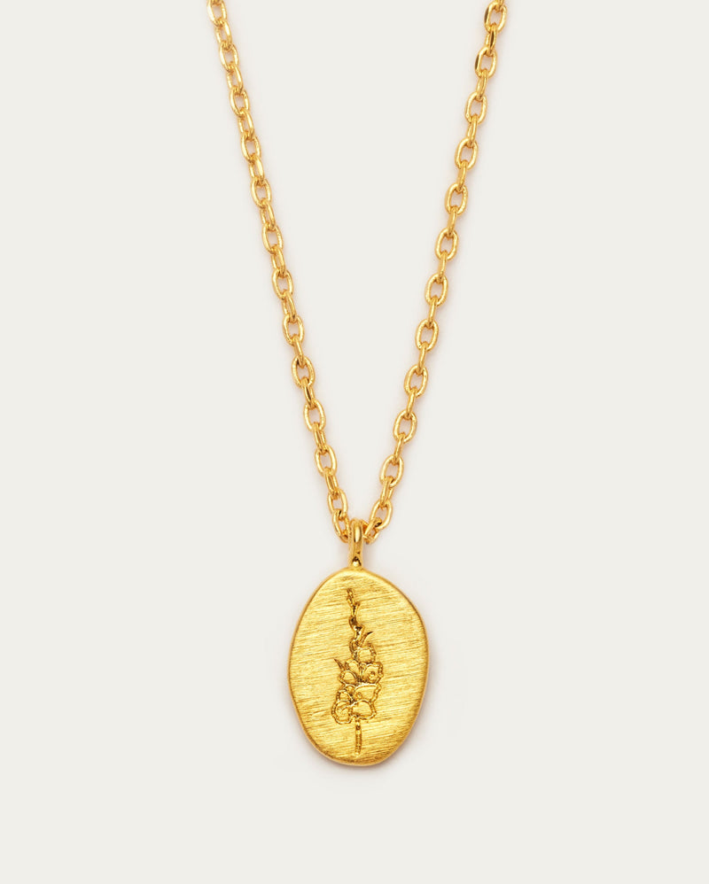 August Gladiolus Birth Flower Pendant Necklace