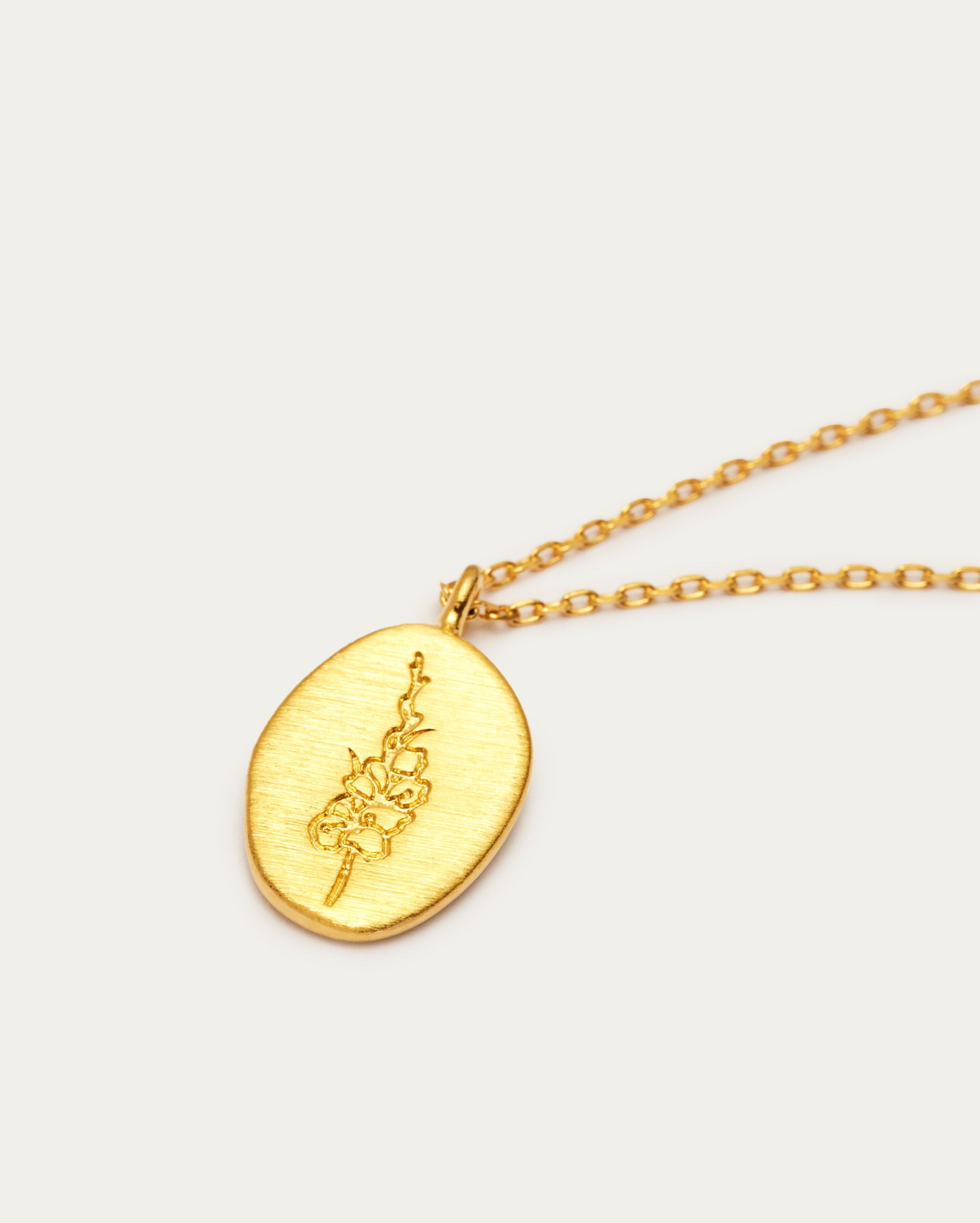 August Gladiolus Birth Flower Pendant Necklace