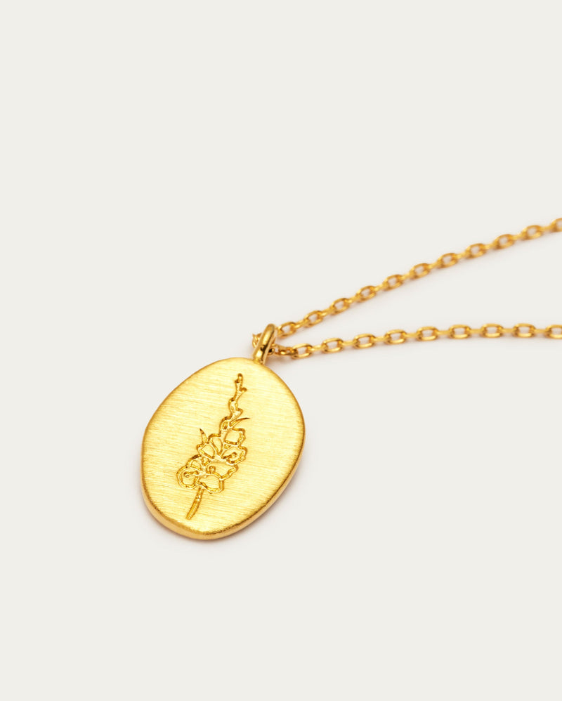 August Gladiolus Birth Flower Pendant Necklace