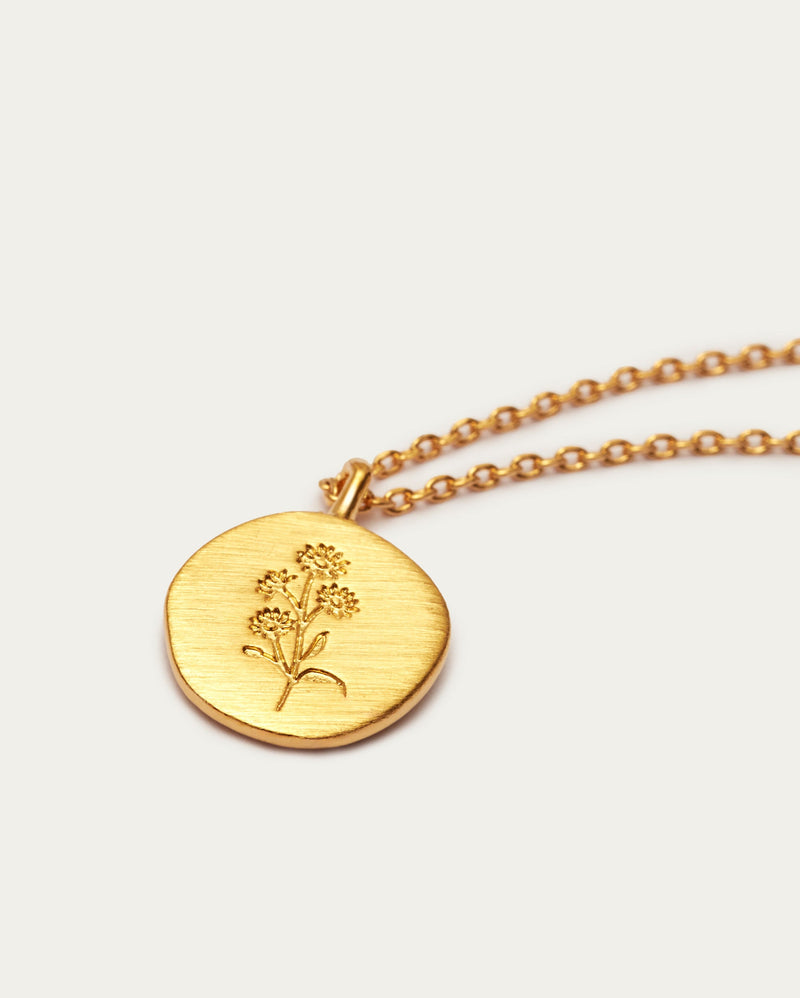 September Aster Birth Flower Pendant Necklace