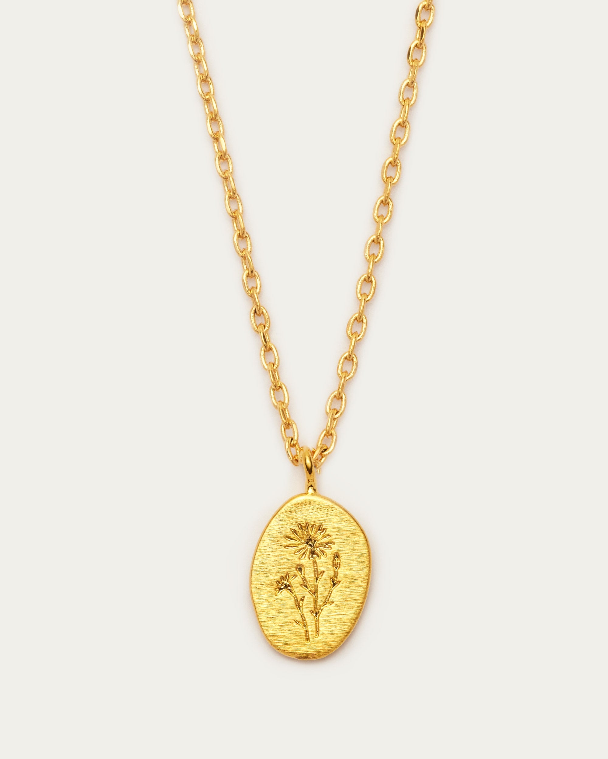 October Calendula Birth Flower Pendant Necklace