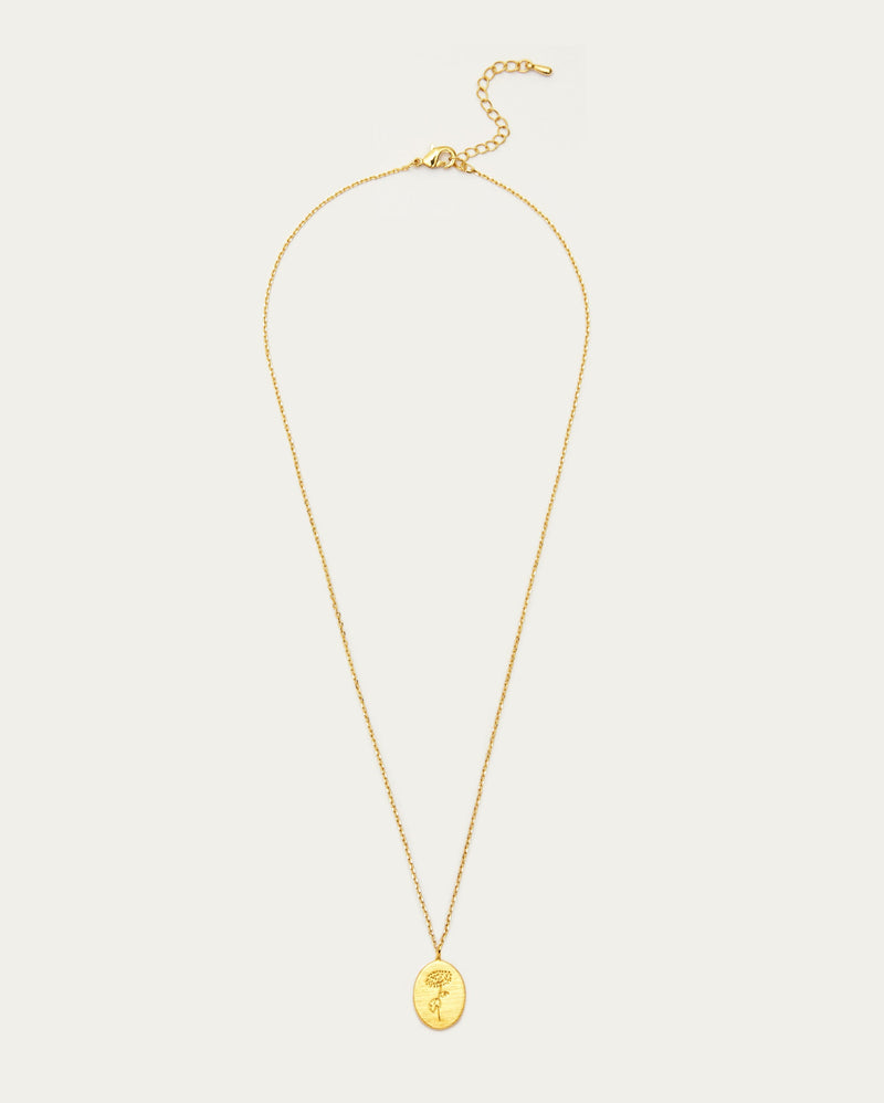 November Chrysanthemum Birth Flower Pendant Necklace
