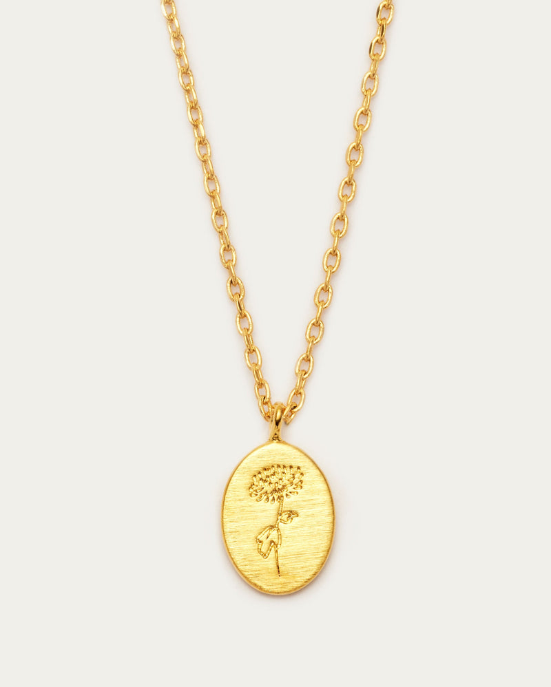 November Chrysanthemum Birth Flower Pendant Necklace
