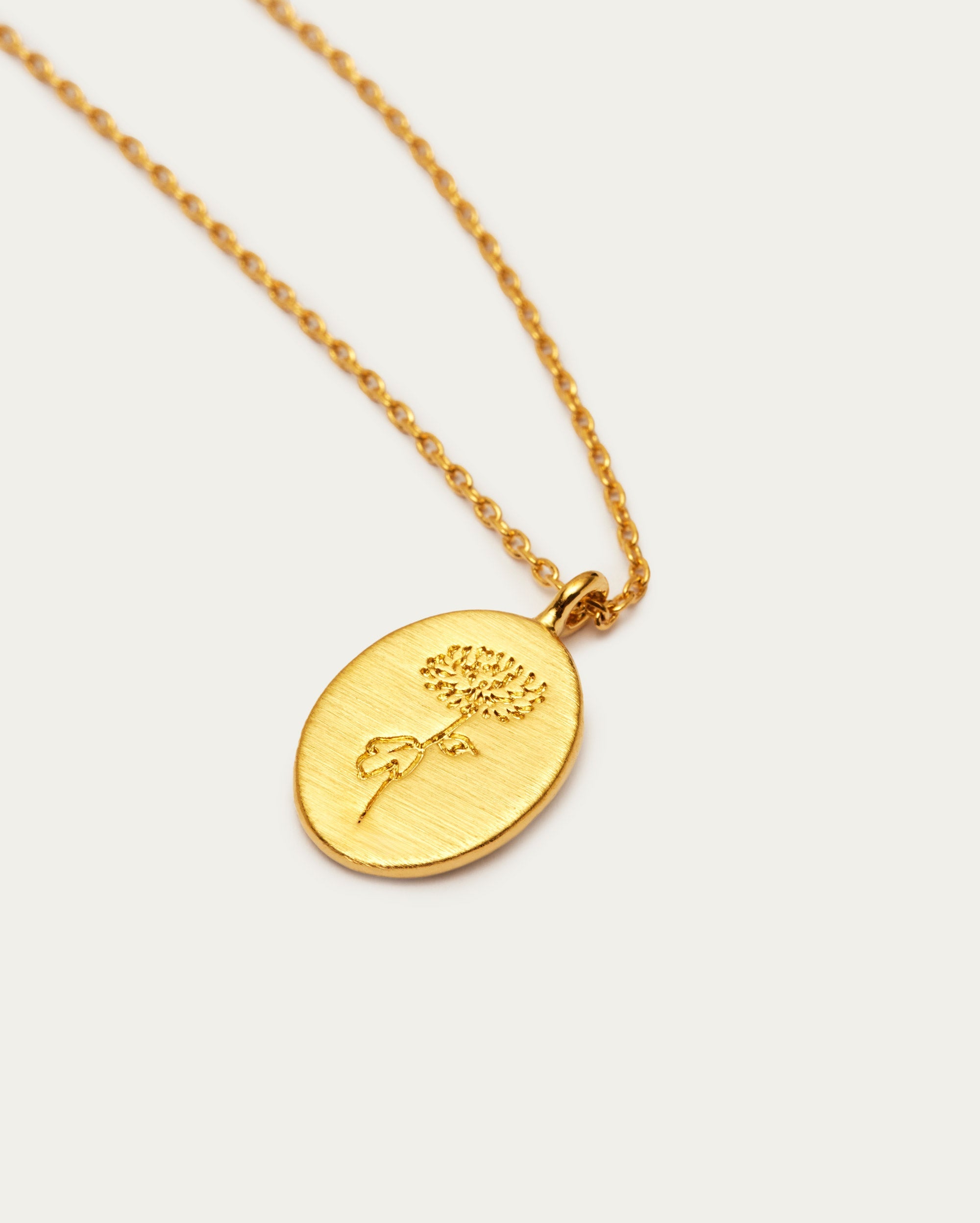 November Chrysanthemum Birth Flower Pendant Necklace