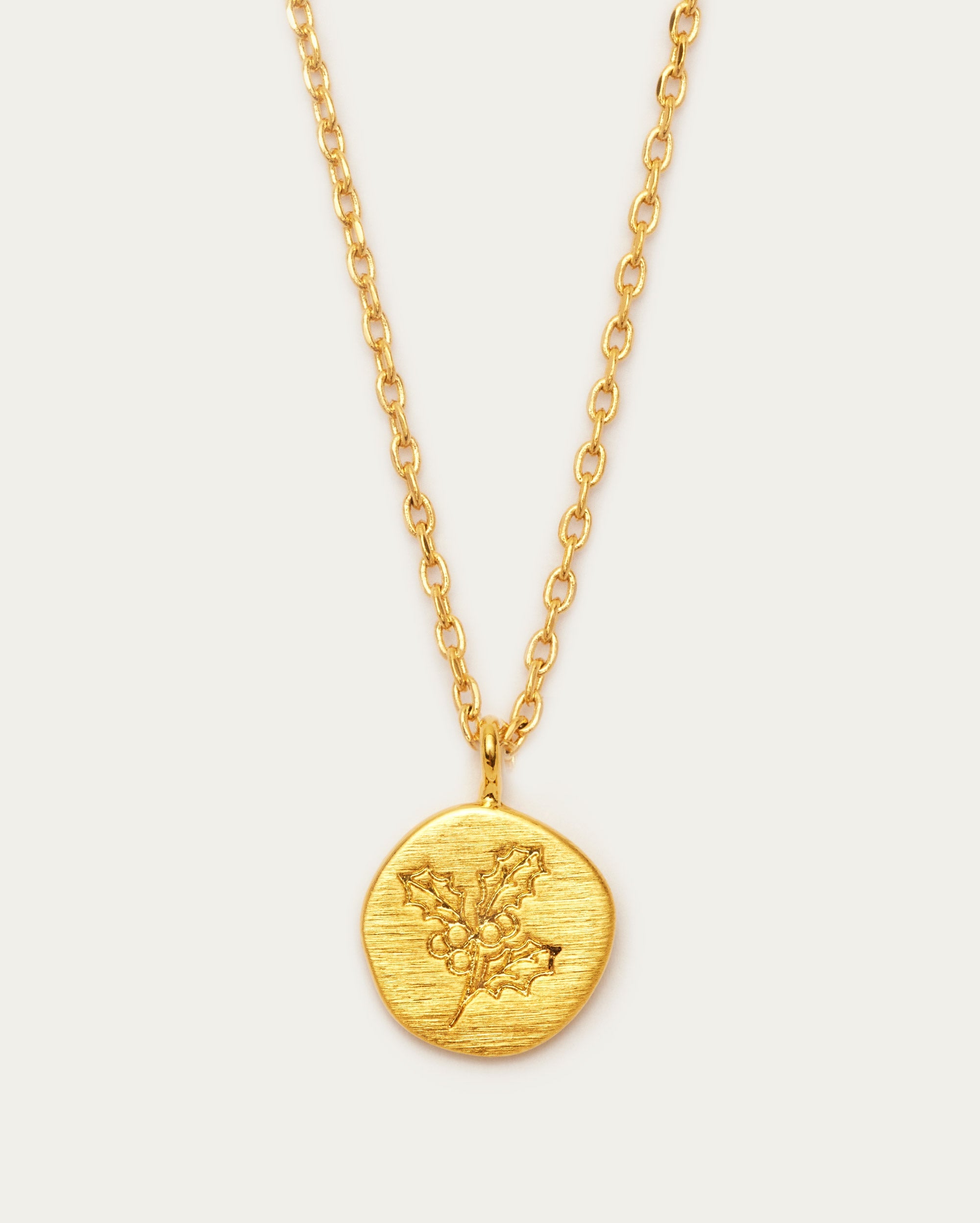 December Holly Birth Flower Pendant Necklace