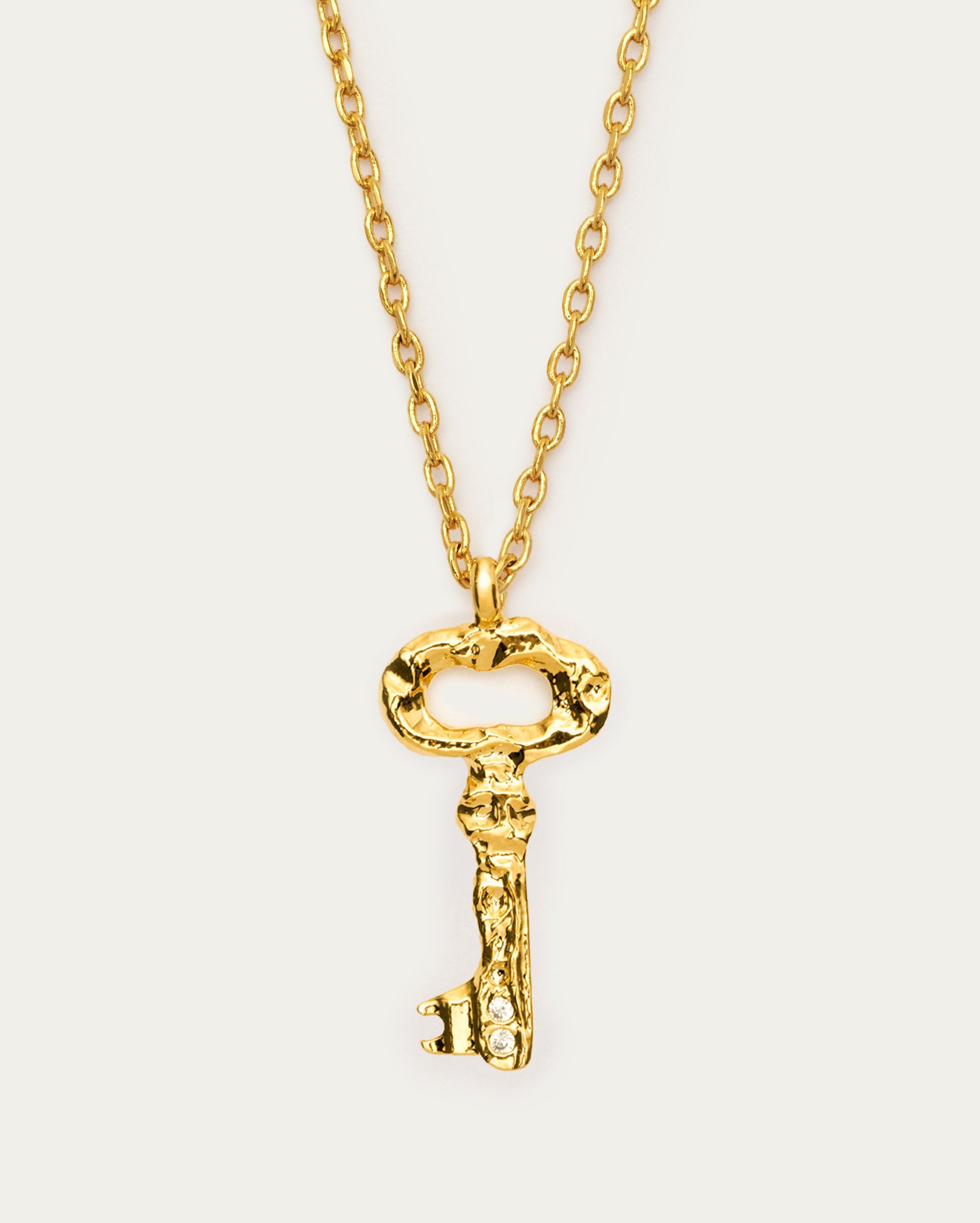 Textured Key Pendant Necklace