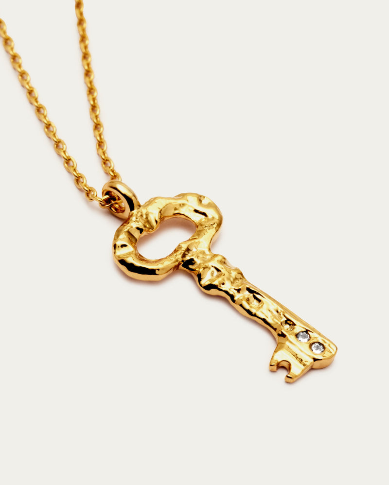 Textured Key Pendant Necklace