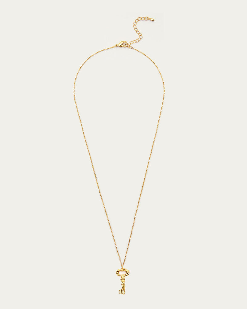 Textured Key Pendant Necklace