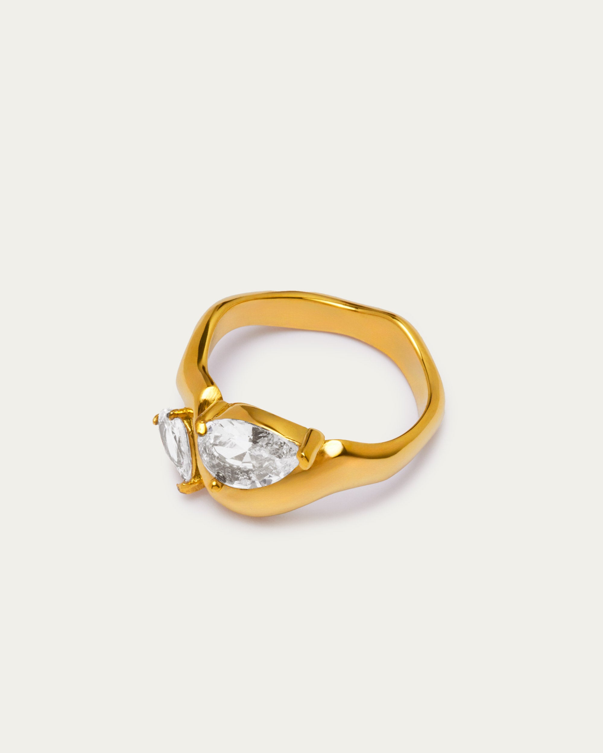 Gold Pear Duo Statement Ring