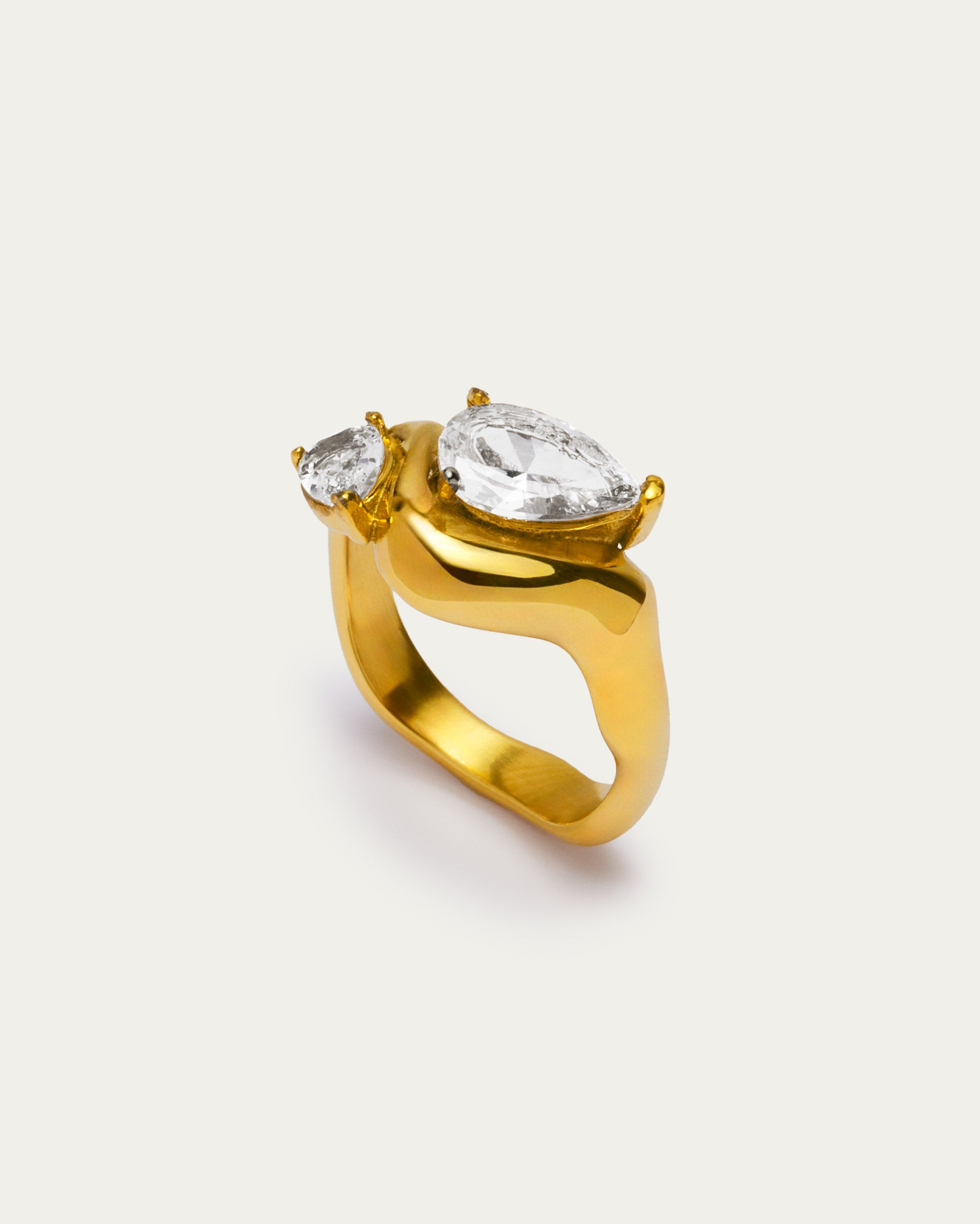 Gold Pear Duo Statement Ring