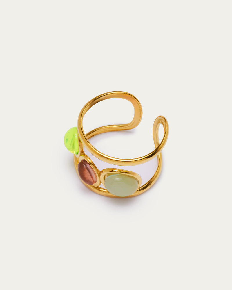 Triple Gem Open Cuff Ring