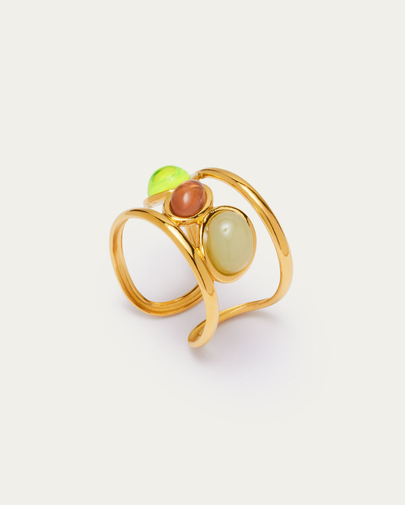 Triple Gem Open Cuff Ring