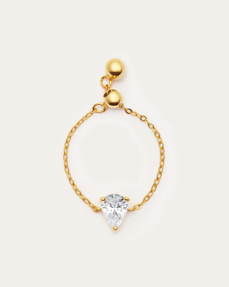 Pear Pendant Adjustable Chain Ring
