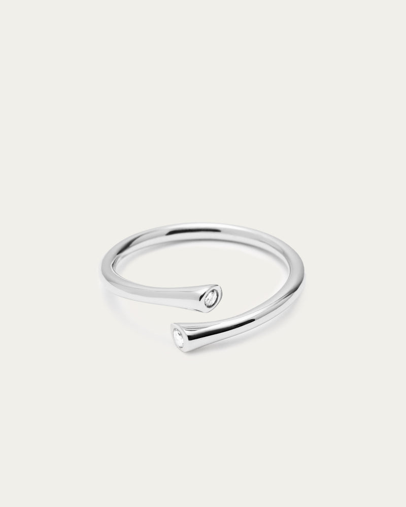 Open Swirl Diamonte Detail Ring