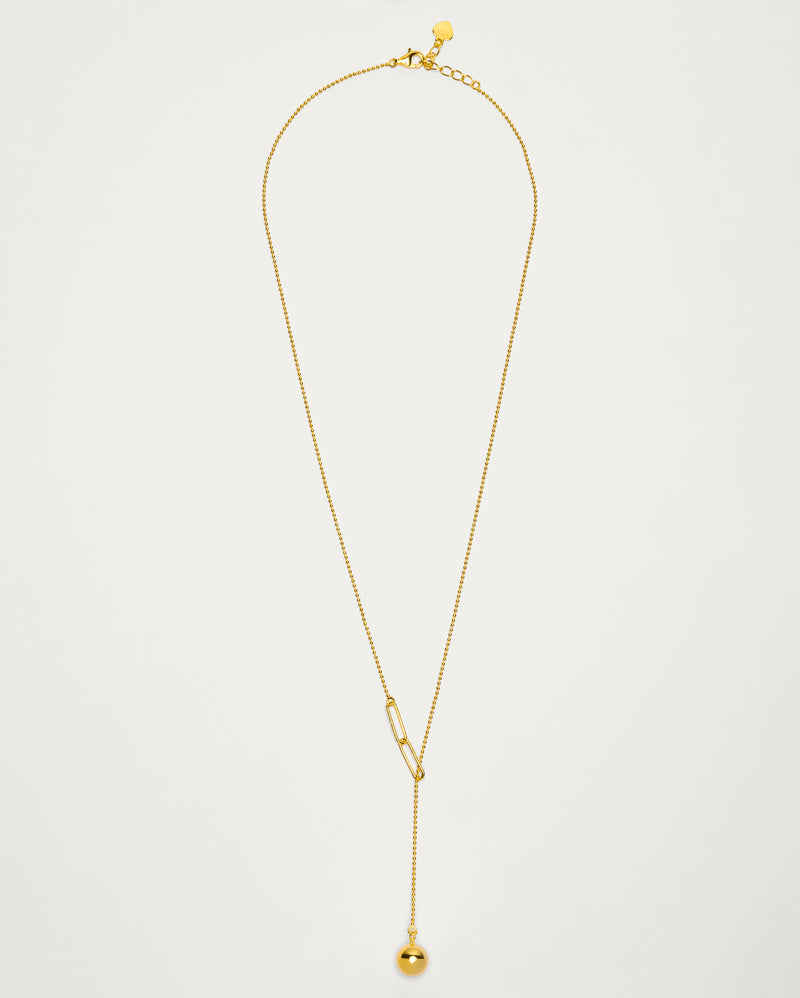 Gold Link Drop Sterling Silver Necklace