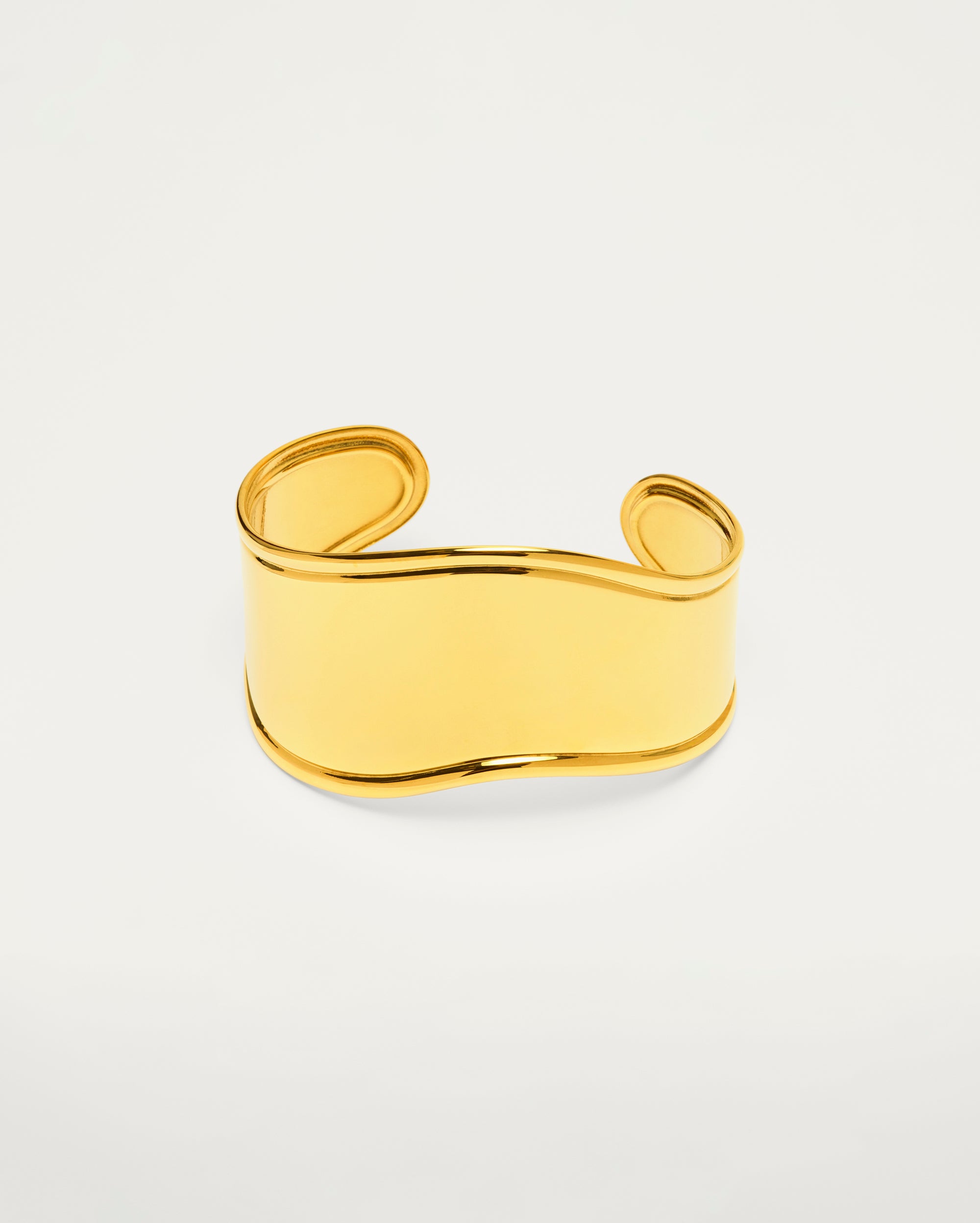 Gold Solid Sculptural Wave Cuff